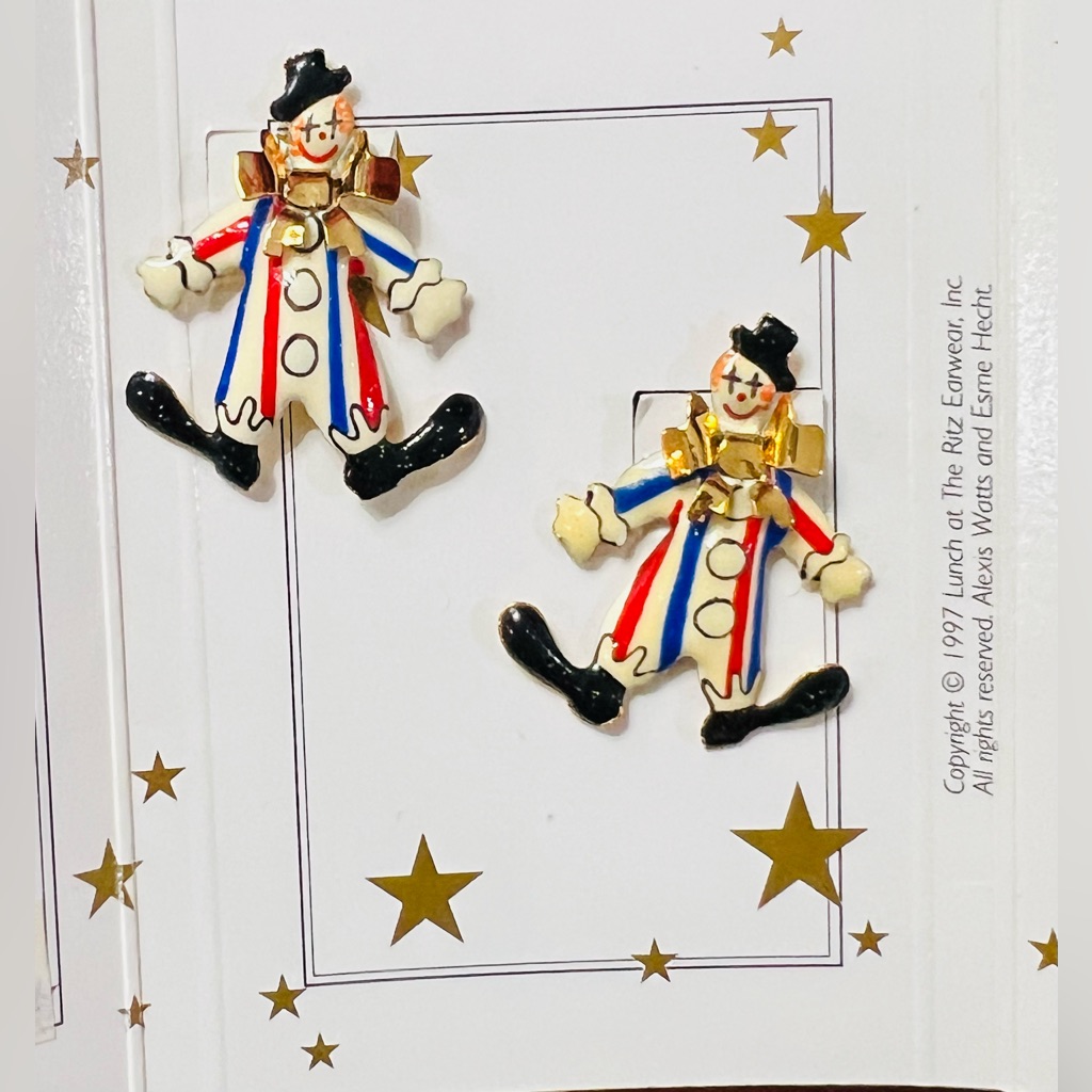 Lunch At The Ritz 1997 Clown Earrings Pierced On Menu Card